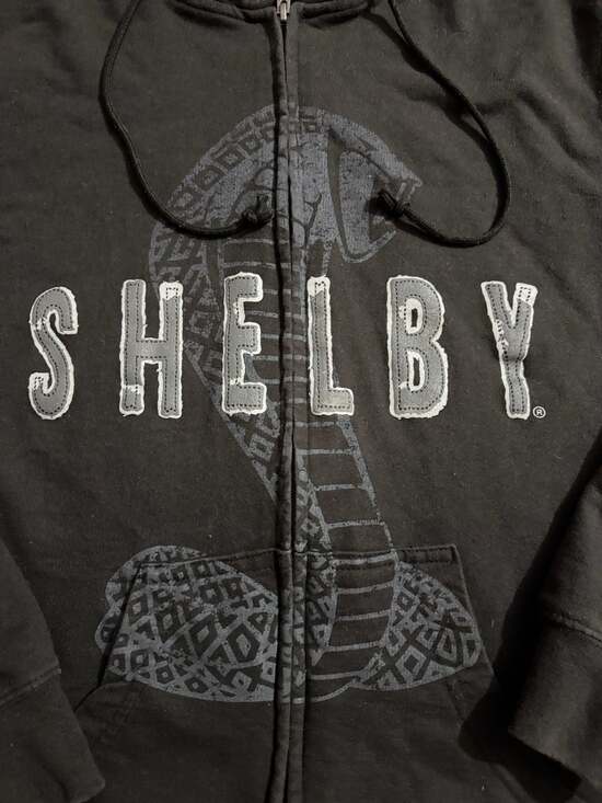 Shelby Cobra Snake Full Zip Black Hoodie Hooded Sweatshirt - Picture 2 of 5